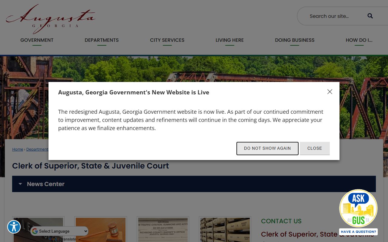 Richmond County court website for Augusta DUI records