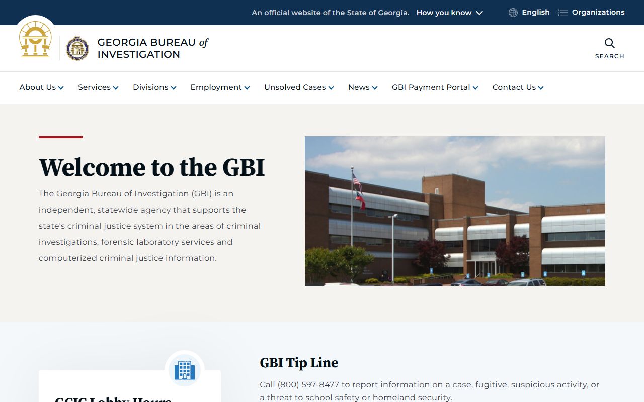 Georgia Bureau of Investigation website for DUI records